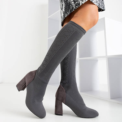 Šedé dámske čižmy a'la balladyna sock - Obuv