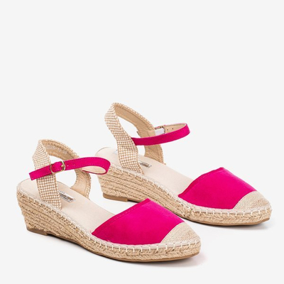 Fuchsie sandály na klínu a&#39;la espadrilles Jorcia - Obuv 1