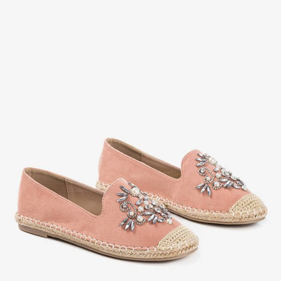 Růžové dámské mokasíny s krystaly Olupia - Obuv 1