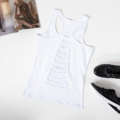 Biele a modré dámske tričko so širokými ramienkami - Oblečenie