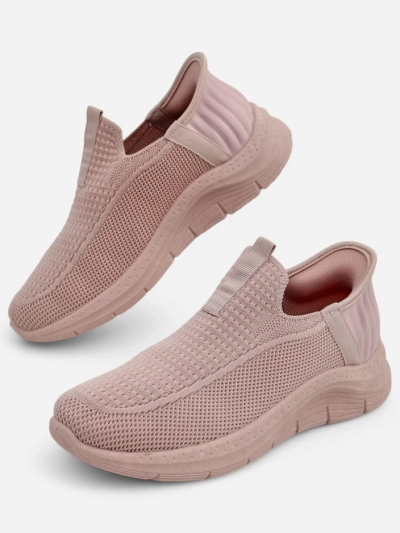 Ženske superge Apollo Rosa – roza čevlji slip-on iz tkanine na ravnem podplatu