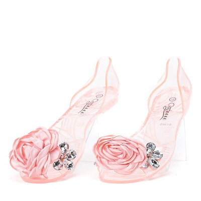 Ružové priehľadné baleríny typu Meliski s dekoráciami Malia - Obuv