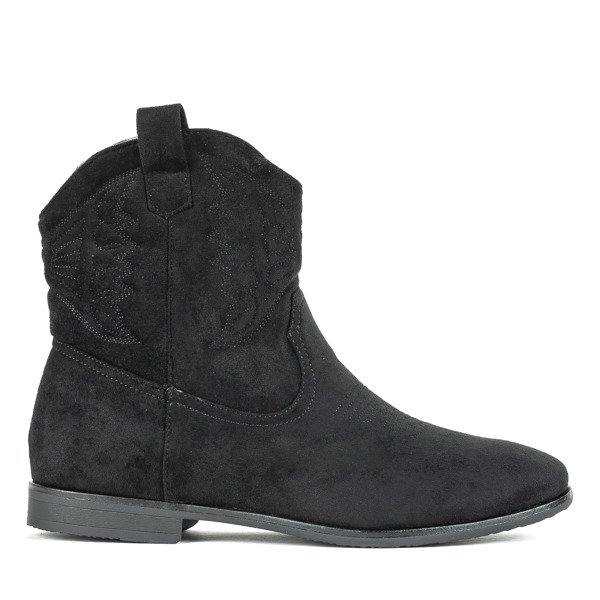 Czarne kowbojki na płaskim obcasie Yuki - Obuwie