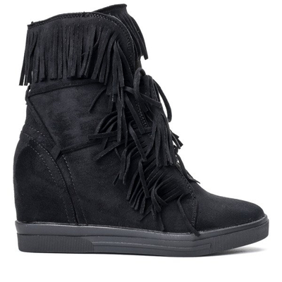 Czarne sneakersy na koturnie Alesi - Obuwie