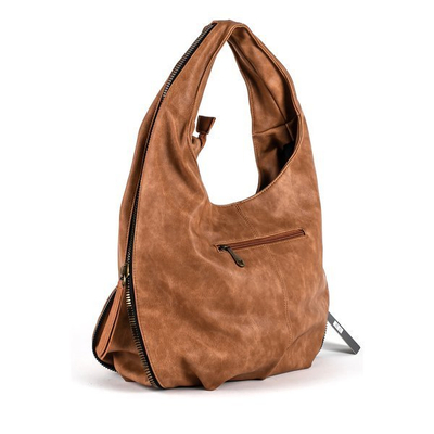 Hnědá velká taška na rameno z eko kůže - Kabelky 1