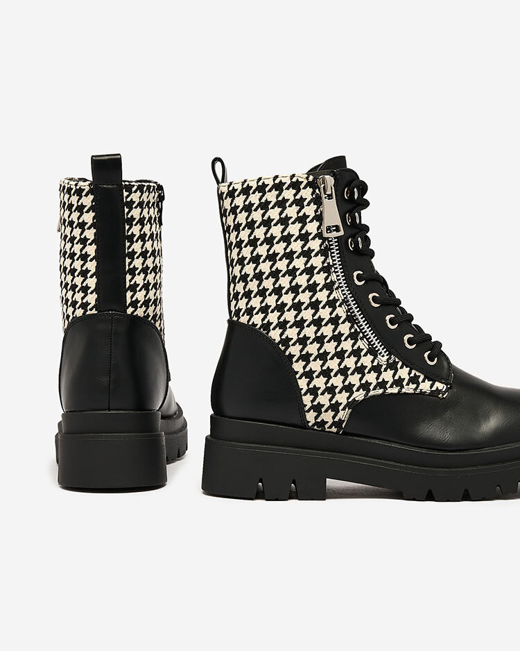 Royalfashion Čierne dámske čižmy s vložkou Zatafel pepite