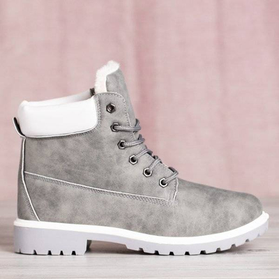 Šedé turistické topánky s izoláciou Polar Bear - Obuv