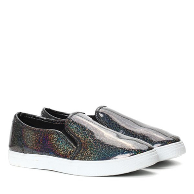 Czarne slip on holograficzne Harleigh- Obuwie