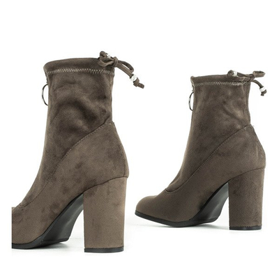 Zielone botki na słupku Lior - Obuwie