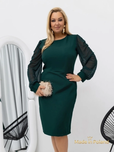 Elegantna ženska mini obleka z mrežastimi rokavi Evilla
