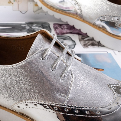 Dámske strieborné šnurovacie topánky Narvi - Obuv