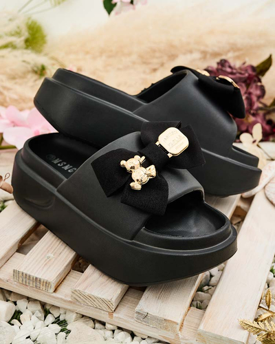 Royalfashion Dámske gumené žabky s ozdobnou mašľou Apis