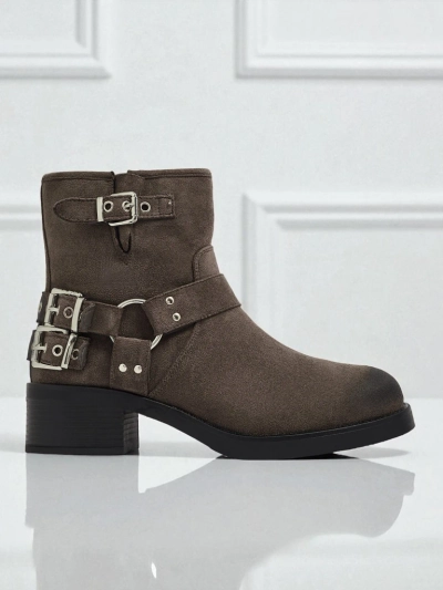 Ženski gležnarji iz eko semiša s sponkami Valtos