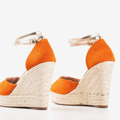 Oranžové espadrilky na vysokom kline Sablac - Obuv