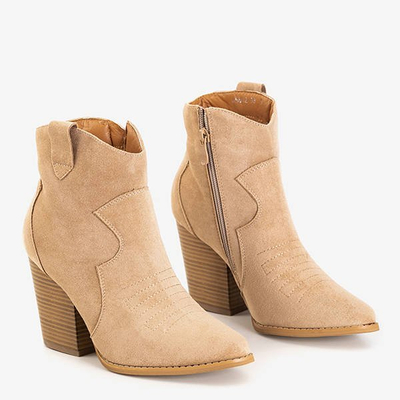 Béžové kovbojské topánky na vysokom stĺpiku Asterina - Obuv