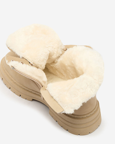 Royalfashion Béžové dámske zateplené trapperské čižmy Radoras