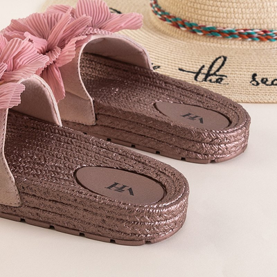 Ružové dámske papuče s kvetmi Pamelina - Topánky