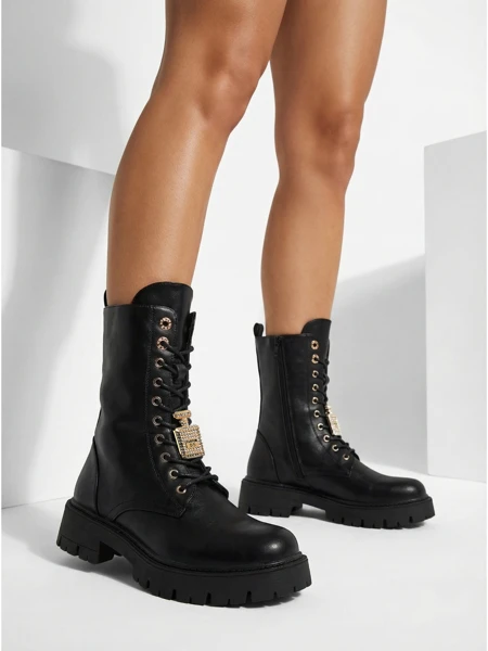 Eko usnjeni ženski gležnarji z vezalkami Venit