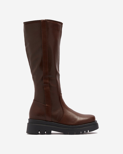 OUTLET Tmavohnedé dámske nadkolienky z ekokože Roterika - Obuv