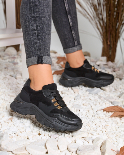 Royalfashion Čierna dámska športová obuv na pevnej podrážke Sole Power