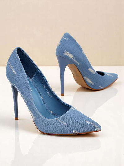 Royalfashion Dámske lodičky na vysokom opätku Denim Chic