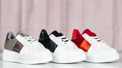 Biela a červená platformová športová obuv Des - Footwear