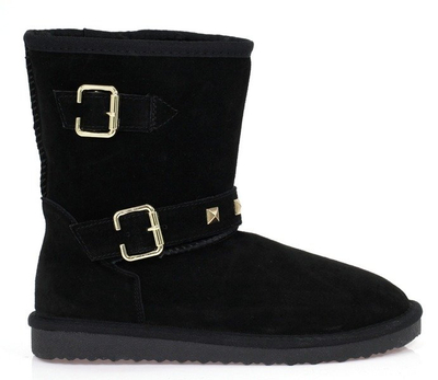 Czarne śniegowce z klamrami - Obuwie