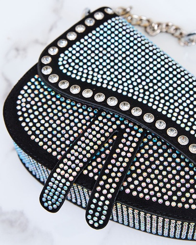 Royalfashion Čierna dámska kabelka s perleťovými zirkónmi