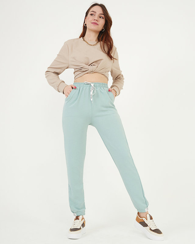 Dámske zelené látkové nohavice - Oblečenie