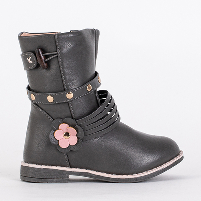 Detské šedé čižmy s eko kožou Kissi - Obuv