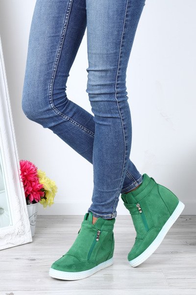 Zielone sneakersy na koturnie Velicienta - Obuwie