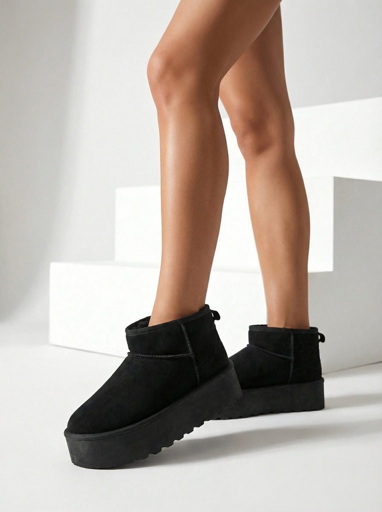 Royalfashion Dámske snehule na platforme a'la v čiernej farbe Dagodo