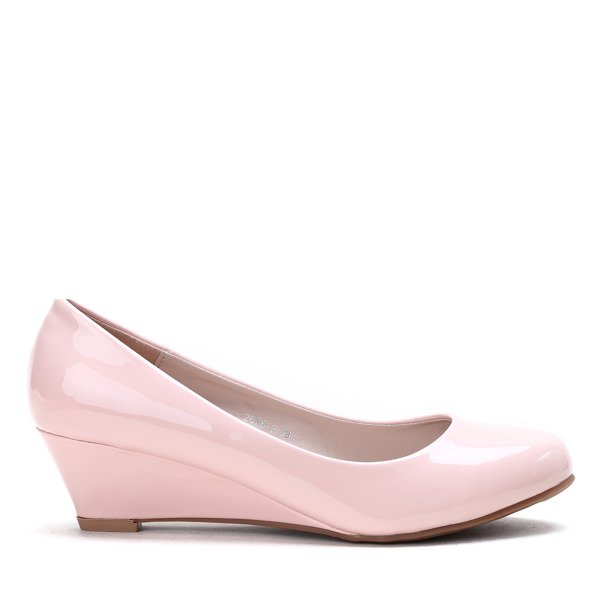 Różowe czółenka na koturnie Rhea- Obuwie