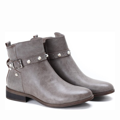 Sztyblety z perełkami w kolorze khaki Elisa - Obuwie