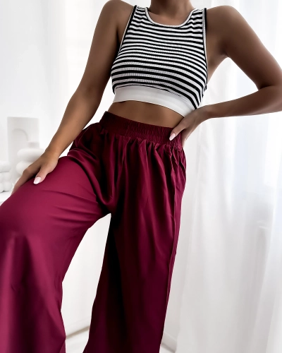 Royalfashion Dámske 7/8 nohavice culotte bordovej farby