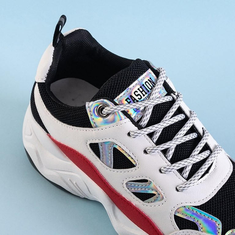 OUTLET Biele a čierne dámske športové topánky s vložkami Rebina - Obuv