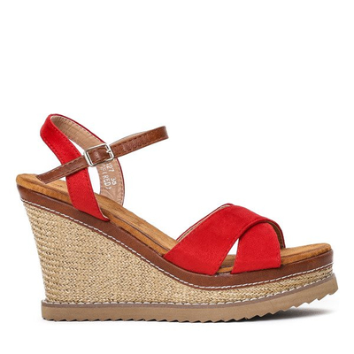 Červené sandály na ozdobeném klínu Bastina - Obuv 1
