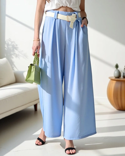 Royalfashion Široké dámske nohavice s pásom