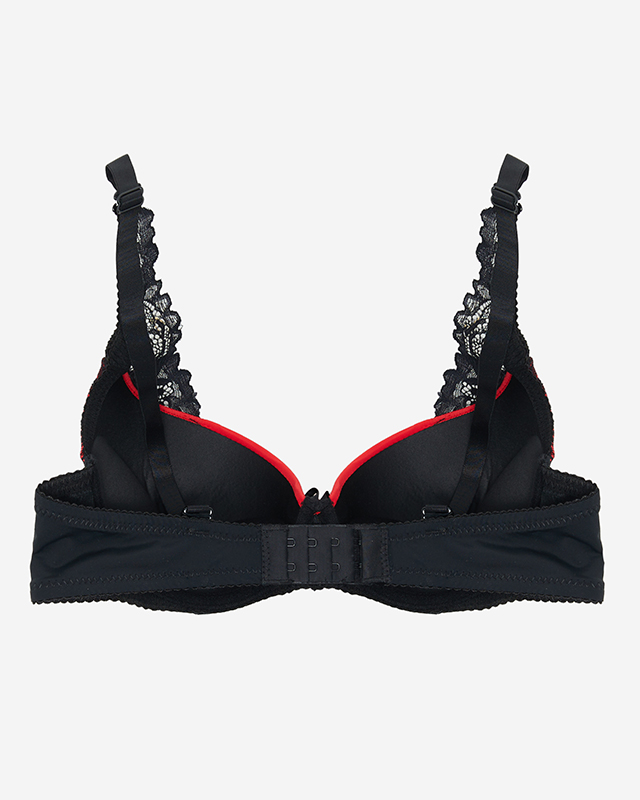 Červená dámska podprsenka s čiernou čipkou - Spodná bielizeň