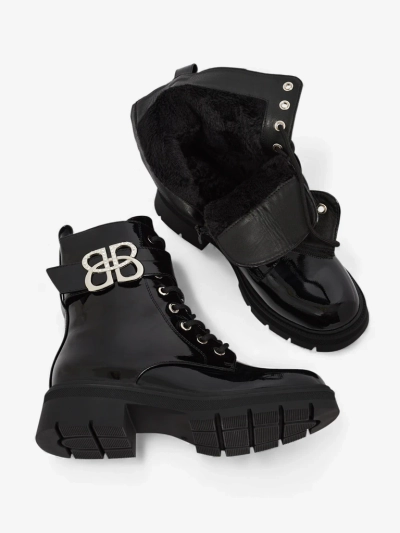 Ženski Črni Usnjeni Elegantni Jesenski Gležnarji Luna