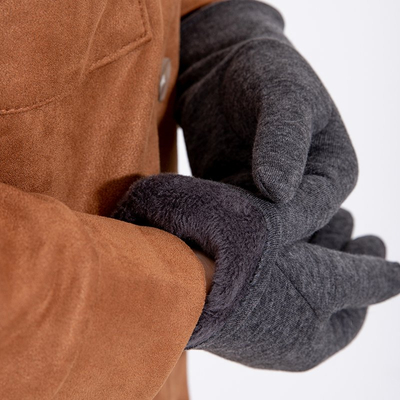 Tmavosivé dámske rukavice s perlami - Rukavice