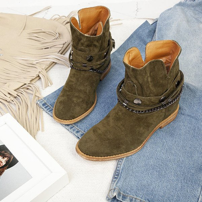 Zelené kovbojské topánky na vnútornom kline Salem - Obuv