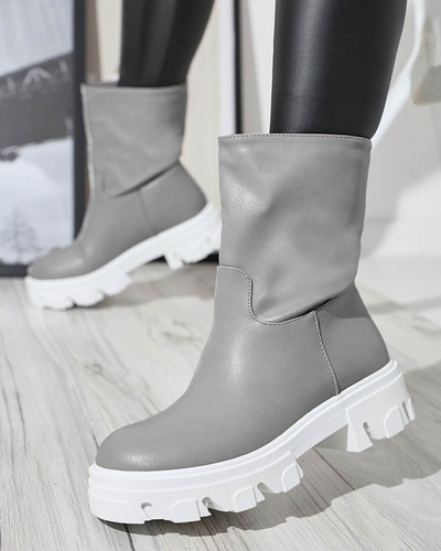 OUTLET Sivé dámske čižmy so zateplením Mekira - Obuv