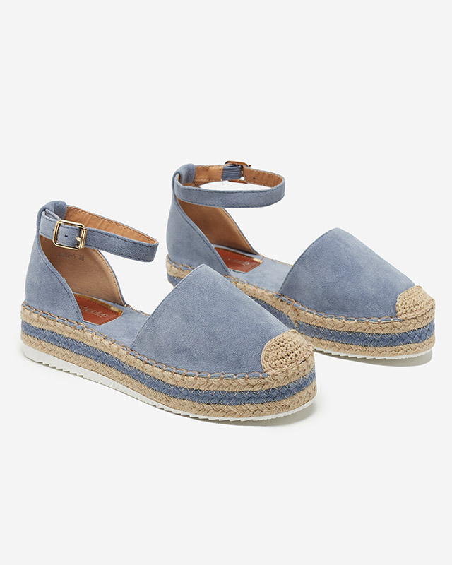 Modré dámske sandále a'la espadrilky na platforme Palira-Shoes