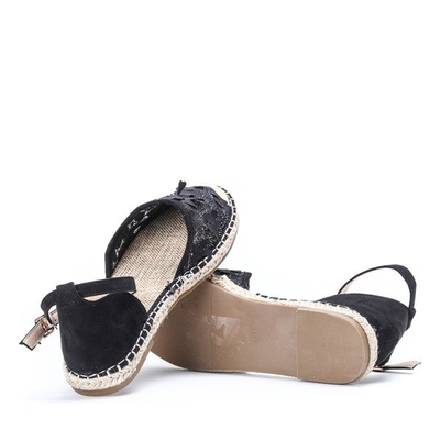 Čierne espadrilky s čipkovanou výšivkou Eliza - Obuv