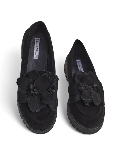 Royalfashion ekologické semišové dámske mokasíny s Floverse kvetom