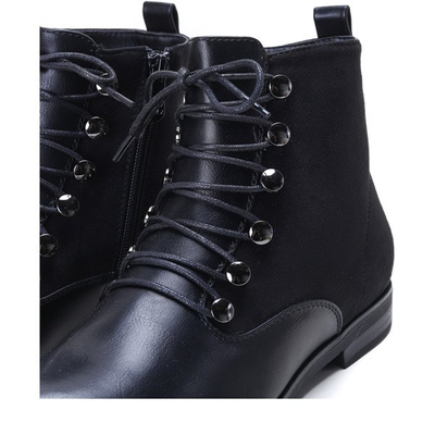 Czarne botki na płaskim obcasie Lucky Black - Obuwie