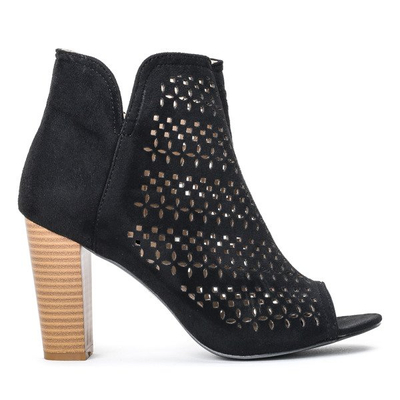 Czarne botki na słupku Alenaliane - Obuwie 