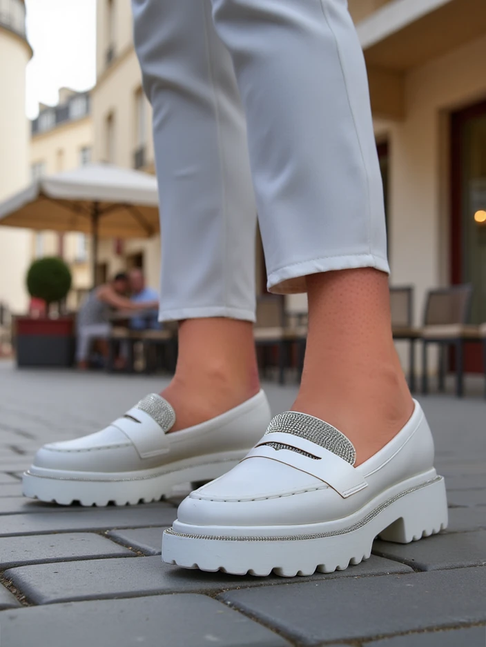 Royalfashion Dámske mokasíny s rhinestones Vinness