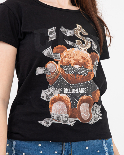 Čierne dámske tričko s potlačou MISIA- Oblečenie